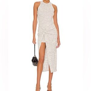 Revolve L’academie Racerback Midi Dress in Heather Grey Asymmetrical Slit XXS